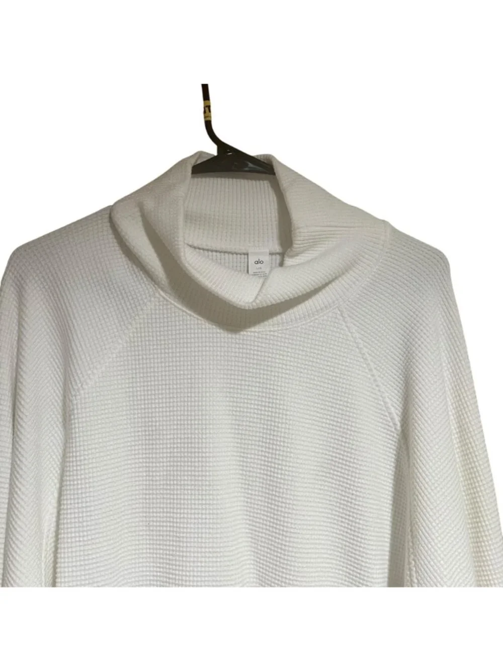 Alo waffle weekend escape mock neck ivory sweatshirt